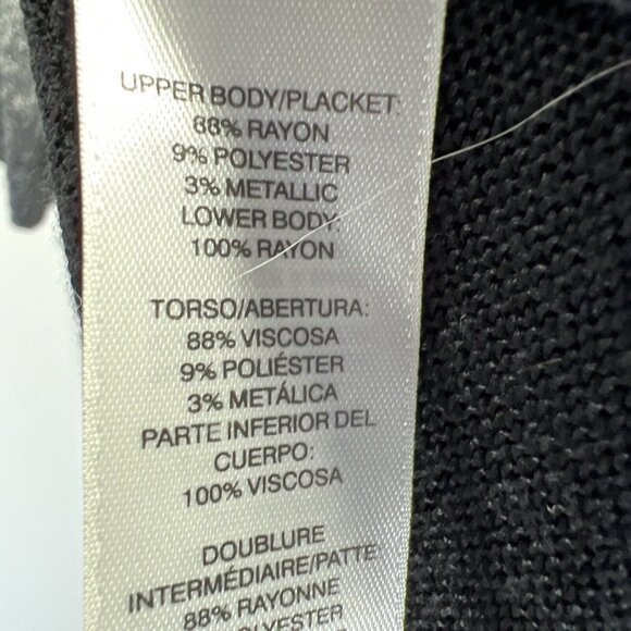 Chicos Women's Sweater Open Cardigan Long Medium Black Gray Lightweight Knit 3/4 - Picture 4 of 7